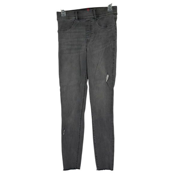 Spanx Skinny Fit Pull On Distressed Jeggings Jeans Size Medium Gray Denim - Picture 1 of 5